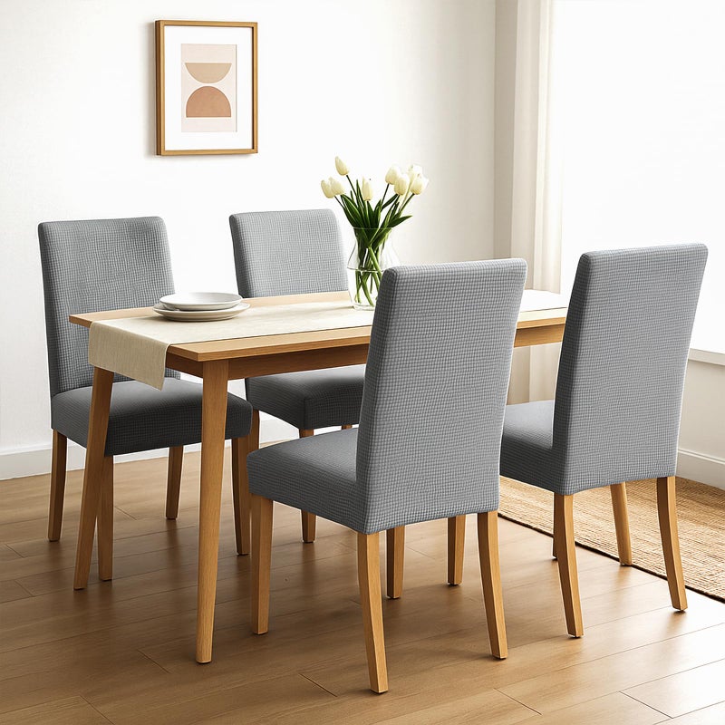 Aertiavty Chair Covers For Dining Room 6 Pack Chair Seat Cover For Dining Room Kitchen  Parsons Chair Covers Dining Chair Slipcover  Light Grey - Image 2