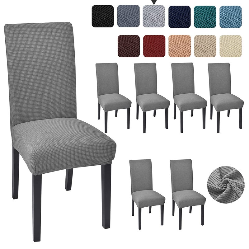 Aertiavty Chair Covers For Dining Room 6 Pack Chair Seat Cover For Dining Room Kitchen  Parsons Chair Covers Dining Chair Slipcover  Light Grey - Image 1