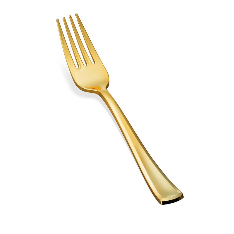 Tepco Settings 150 Gold Plastic Silverware Set - Disposable Flatware - 50 Forks  50 Spoons  50 Knives - Heavy Duty Cutlery for Party Bulk - Image 2