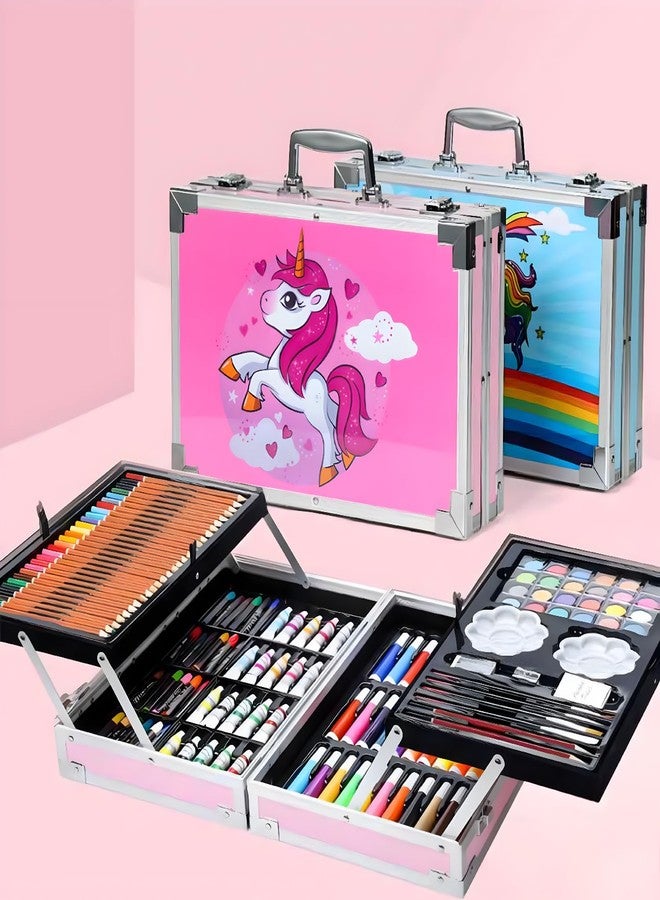 Spindoo 145-Piece Unicorn Art Set for Kids - Complete Drawing & Coloring Kit with Colour Pencils, Oil Pastels, Paint Brushes & Carry Case | Professional Kids Art Supplies (Random Design/Colour) - Image 4