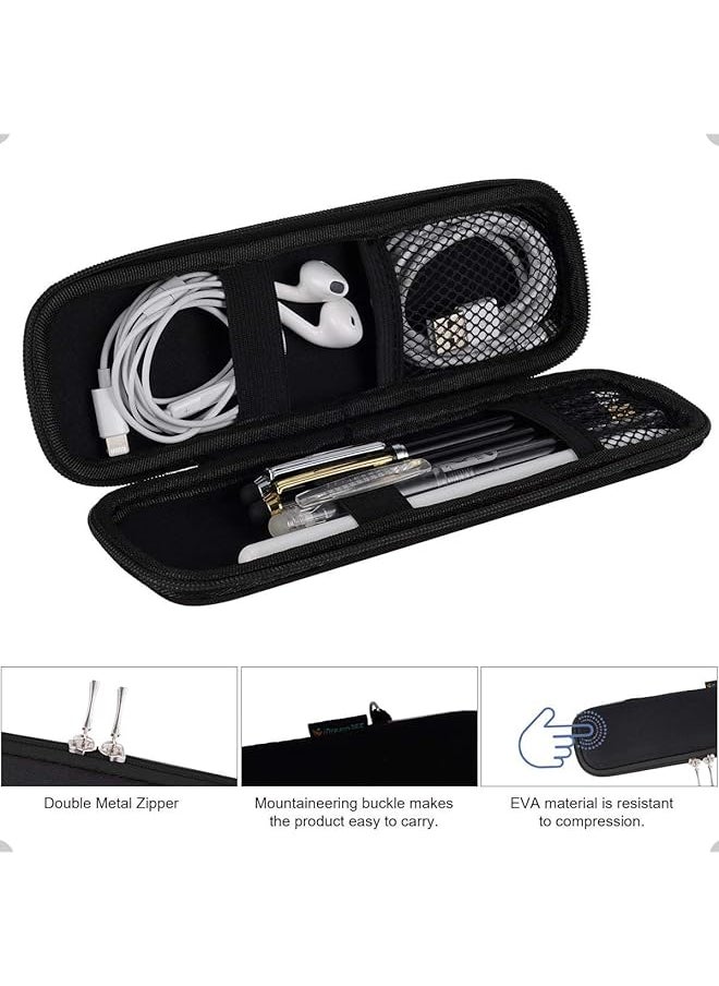 X spring Hard Shell Pen Case Simple Zipper Organizer Box Black Pencil Case Eva Hard Shell Pen Case Simple Thin Waterproof Pen Case Organizer Box For Stylus Touch Pen Art Pencil Headphones  - Image 3