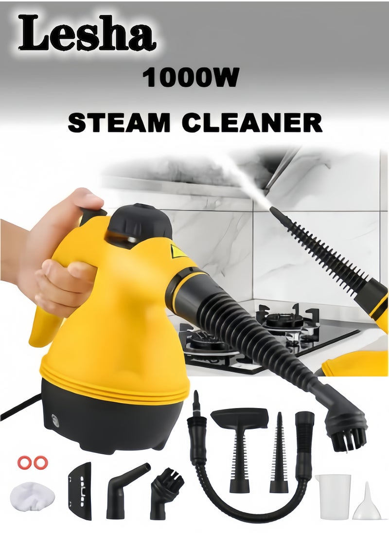 Lesha Portable Handheld Steam Cleaner 1000W Multifunctional High Temperature Pressurized Steam Cleaning Machine with 9PCS Accessory for Kitchen Sofa Bathroom Car Window  - Image 1