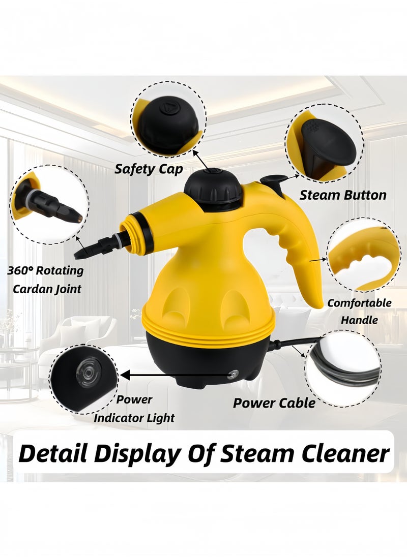 Lesha Portable Handheld Steam Cleaner 1000W Multifunctional High Temperature Pressurized Steam Cleaning Machine with 9PCS Accessory for Kitchen Sofa Bathroom Car Window  - Image 2