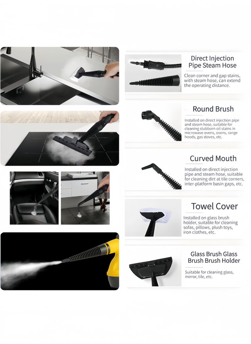 Lesha Portable Handheld Steam Cleaner 1000W Multifunctional High Temperature Pressurized Steam Cleaning Machine with 9PCS Accessory for Kitchen Sofa Bathroom Car Window  - Image 3