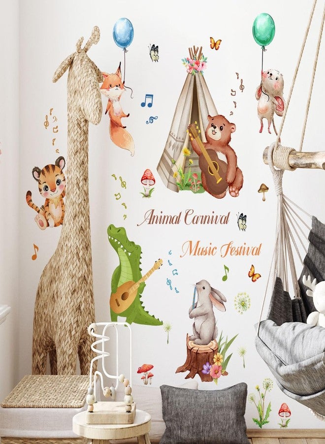 Aurbhosa Animal Wall Decals Peel and Stick Bear Crocodile Wall Sticker Removable Safari Tiger Wall Decal Music Wall Stickers for Bedroom Nursery Classroom - Image 3