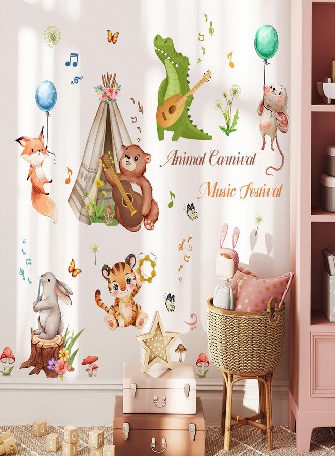 Aurbhosa Animal Wall Decals Peel and Stick Bear Crocodile Wall Sticker Removable Safari Tiger Wall Decal Music Wall Stickers for Bedroom Nursery Classroom - Image 4
