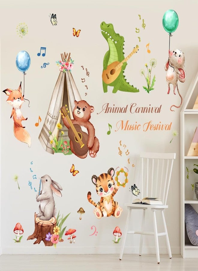 Aurbhosa Animal Wall Decals Peel and Stick Bear Crocodile Wall Sticker Removable Safari Tiger Wall Decal Music Wall Stickers for Bedroom Nursery Classroom - Image 2