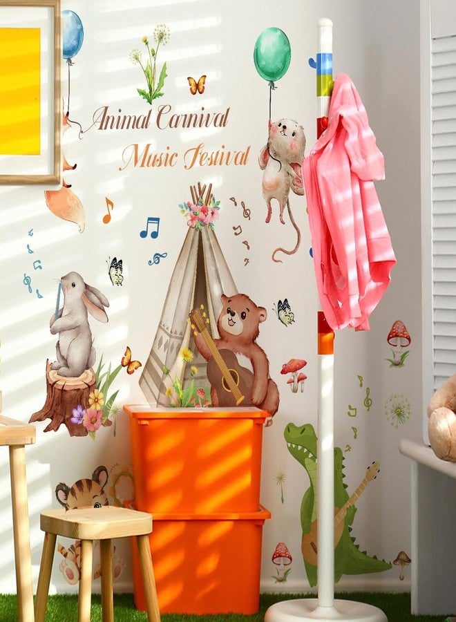 Aurbhosa Animal Wall Decals Peel and Stick Bear Crocodile Wall Sticker Removable Safari Tiger Wall Decal Music Wall Stickers for Bedroom Nursery Classroom - Image 5