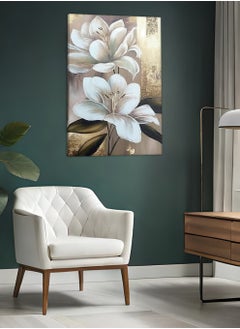 LOWHA Canvas Wall Art Stretched Over Wooden Frame with Flowers Painting  - Image 1