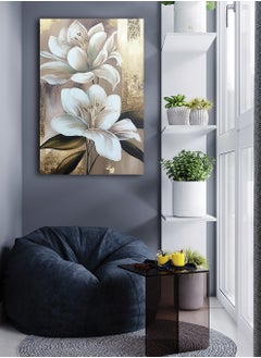 LOWHA Canvas Wall Art Stretched Over Wooden Frame with Flowers Painting  - Image 3