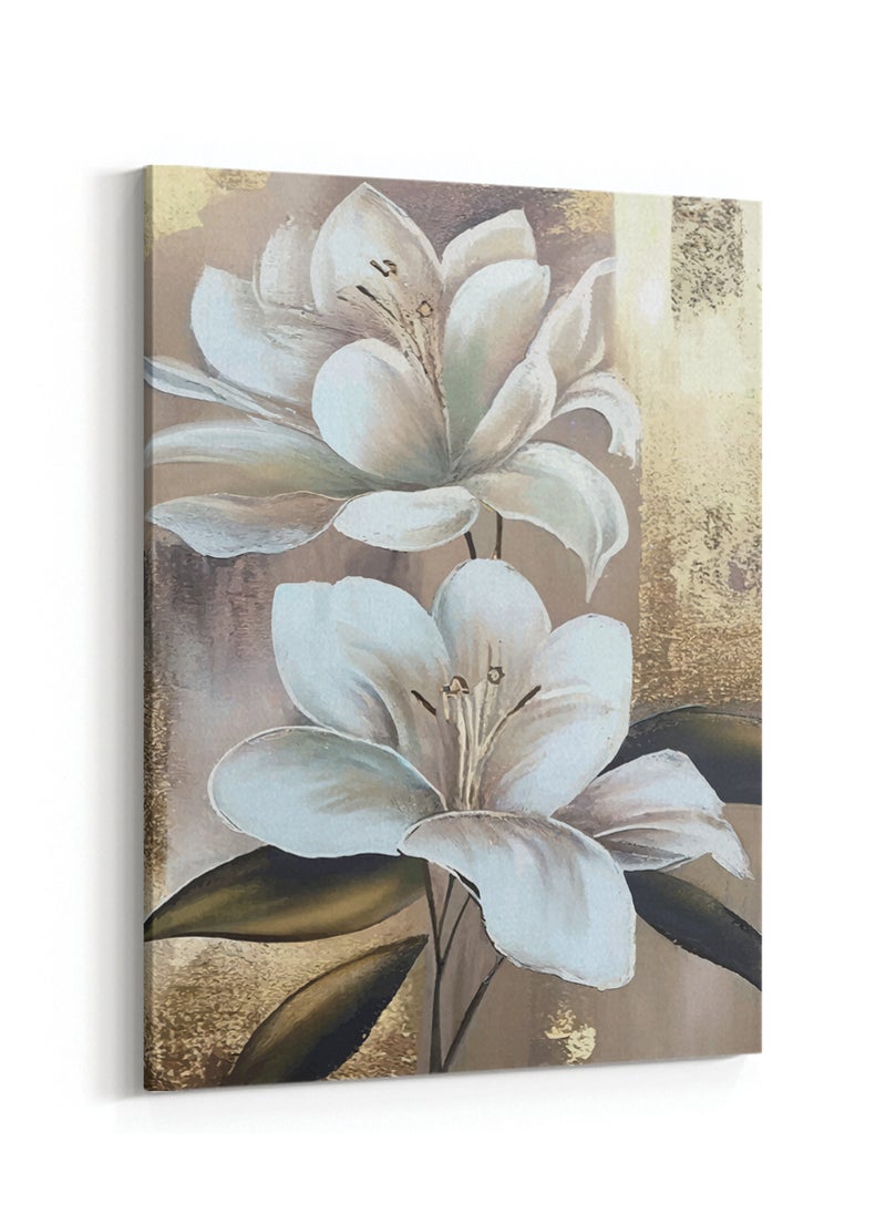 LOWHA Canvas Wall Art Stretched Over Wooden Frame with Flowers Painting  - Image 4