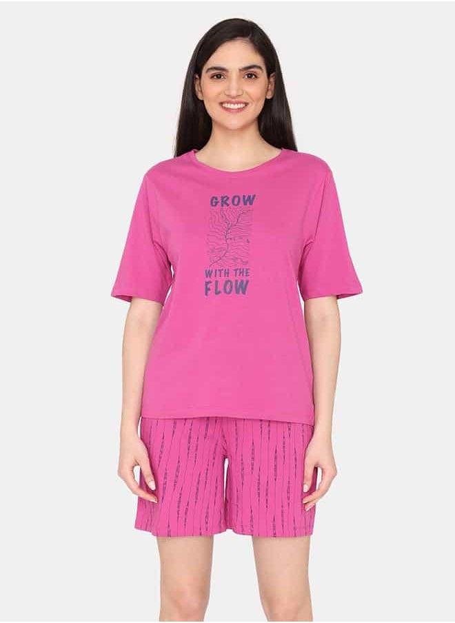 zivame Zivame Printed T-shirt and Shorts Set  - Image 1
