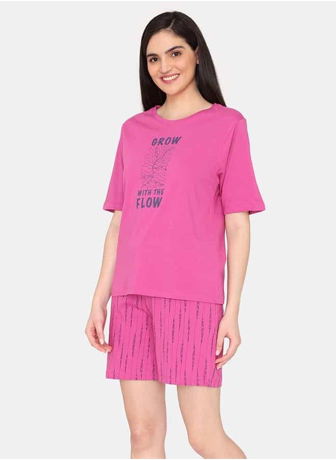 zivame Zivame Printed T-shirt and Shorts Set  - Image 2
