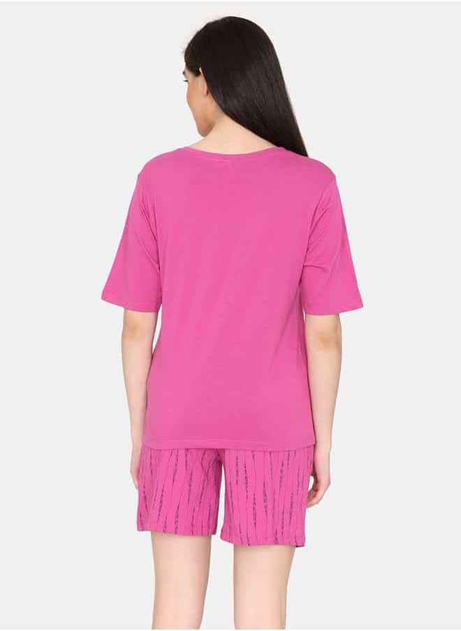 zivame Zivame Printed T-shirt and Shorts Set  - Image 3