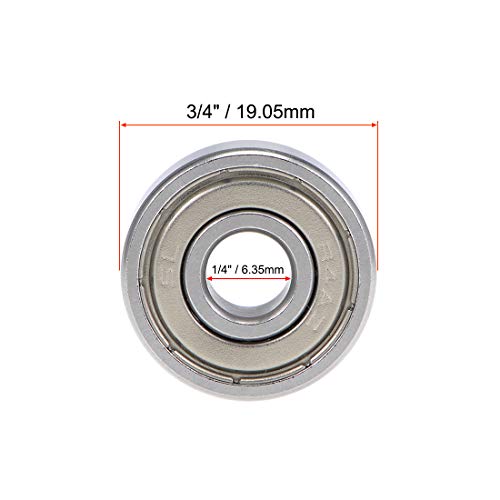 uxcell R4AZZ Deep Groove Ball Bearing 1/4-inchx3/4-inch x 9/32-inch Shielded Z2 Lever Bearings Skateboard Bearings Sealed Industrial Bearings 10pcs - Image 4