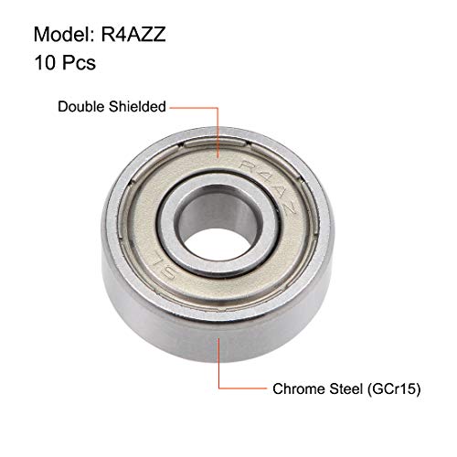 uxcell R4AZZ Deep Groove Ball Bearing 1/4-inchx3/4-inch x 9/32-inch Shielded Z2 Lever Bearings Skateboard Bearings Sealed Industrial Bearings 10pcs - Image 2