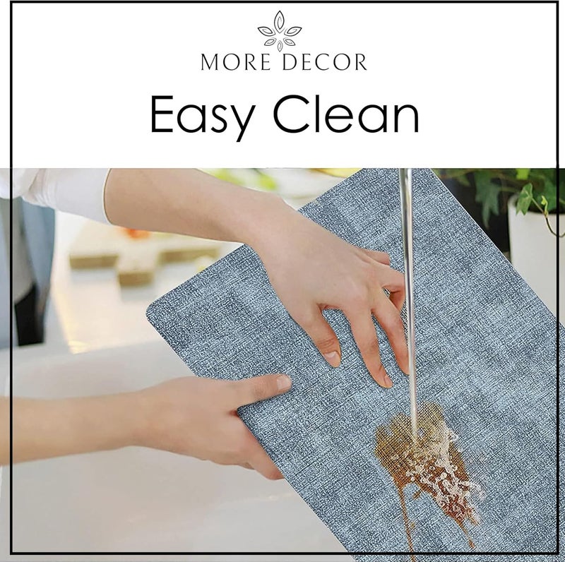 More Decor More Décor Faux Leather Placemats Set of 4 for Dining Table – Waterproof, Wipeable, Washable, Stain & Heat Resistant, Non-Slip Table Mats – 12 X 17 Inch, Blue - Image 5