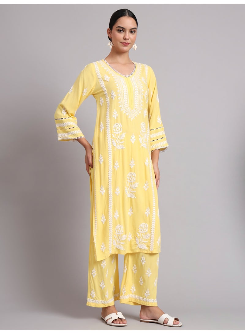 الايا طقم كورتا نسائي مطرز يدويًا من رايون لوكنو تشيكانكاري - Image 5