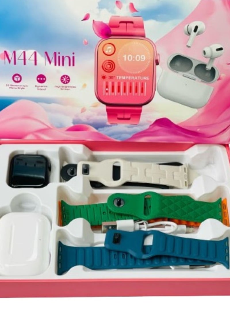 Raxoom ES M44 Mini 5 Gift Collection watch with headphones Luxurios Full Touch Color Screen Bluetooth Calling Health and Sports Smartwatch multicolour  - Image 1