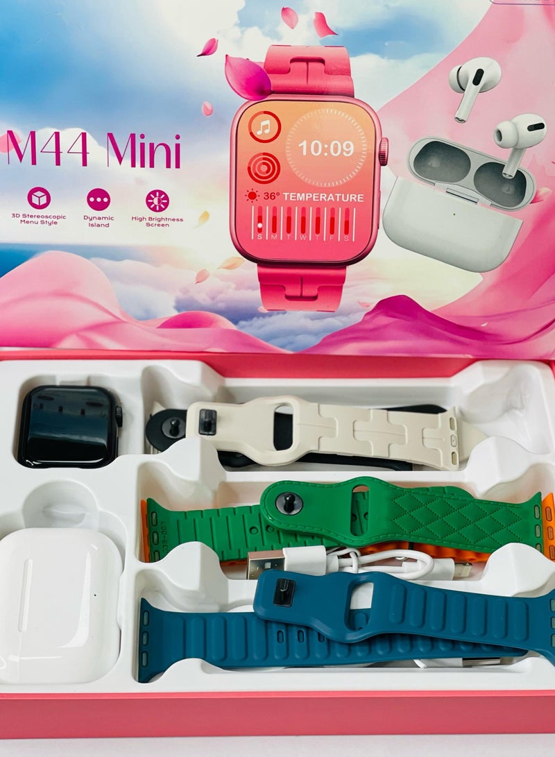 Raxoom ES M44 Mini 5 Gift Collection watch with headphones Luxurios Full Touch Color Screen Bluetooth Calling Health and Sports Smartwatch multicolour  - Image 2