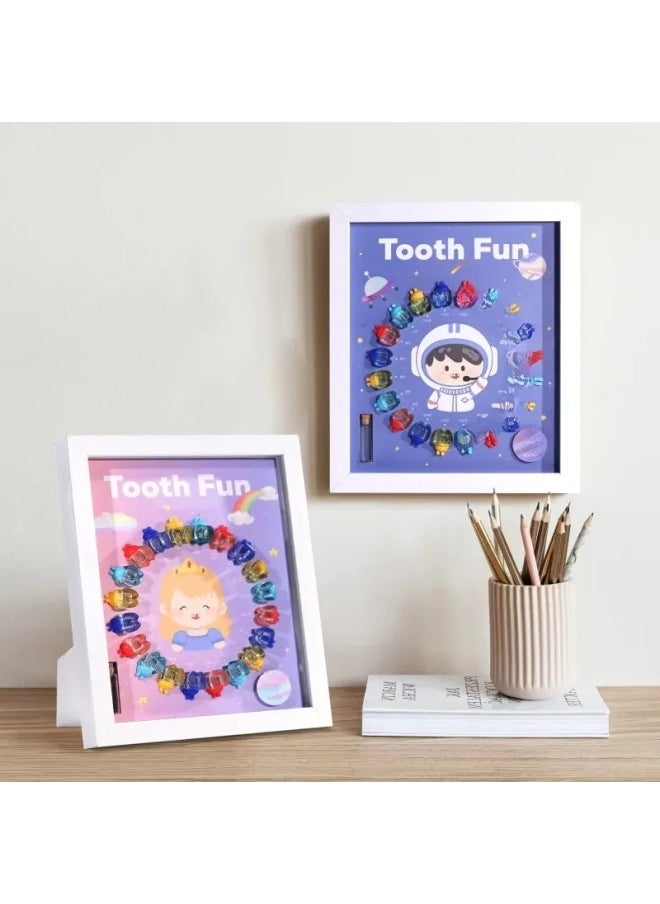 Wooden Frame Style Transparent Crystal Toothpick Box Storage Frame Boys Girls Teeth Preservation Organizer-Color:T9-Wooden Photo Frame-Boys  - Image 3