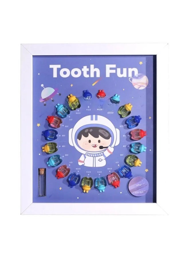 Wooden Frame Style Transparent Crystal Toothpick Box Storage Frame Boys Girls Teeth Preservation Organizer-Color:T9-Wooden Photo Frame-Boys  - Image 2