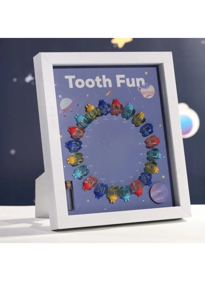 Wooden Frame Style Transparent Crystal Toothpick Box Storage Frame Boys Girls Teeth Preservation Organizer-Color:T9-Wooden Photo Frame-Boys  - Image 1