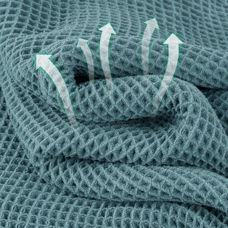 Microfiber Waffle Hand Towels, 4 Pieces, Soft, Absorbent, Fast Drying, Lint Free 430 GSM (Green) - Image 2