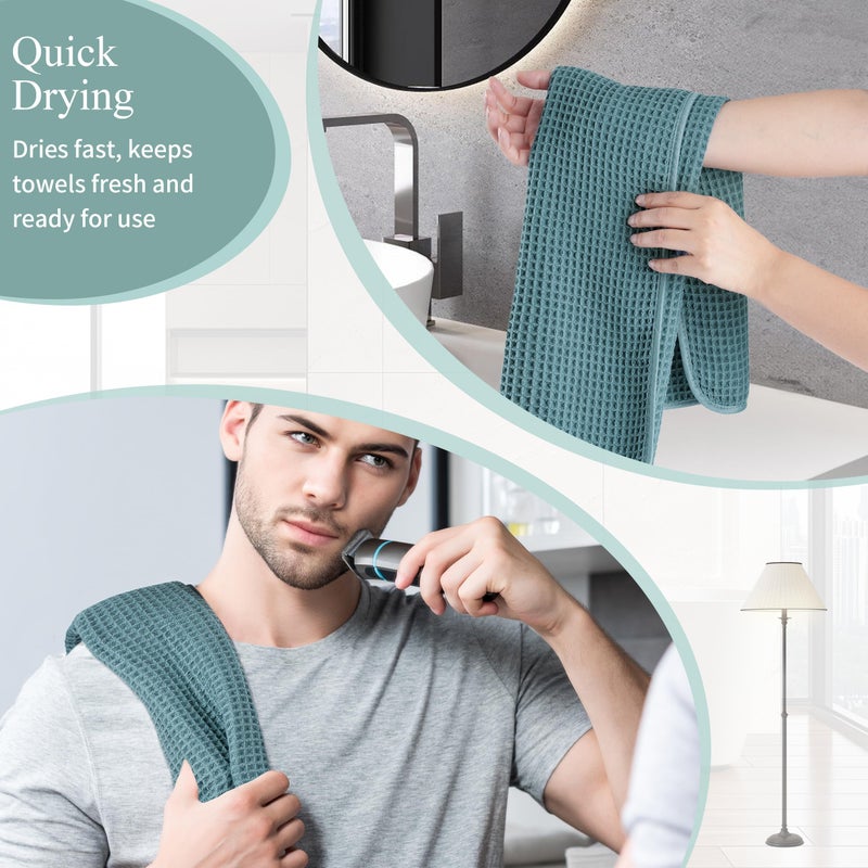 Microfiber Waffle Hand Towels, 4 Pieces, Soft, Absorbent, Fast Drying, Lint Free 430 GSM (Green) - Image 5