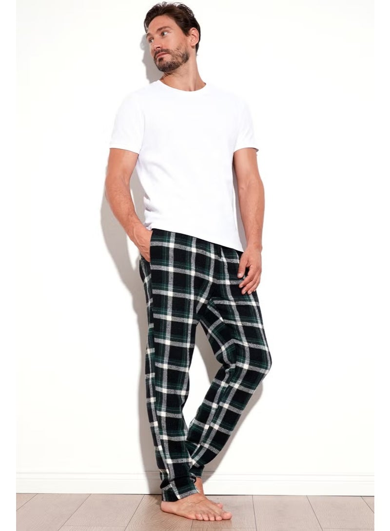Buratti Cotton Regular Fit Plaid Elastic Waist Pajama Bottoms Men's Pajama Bottoms 611PT00154 - Image 1