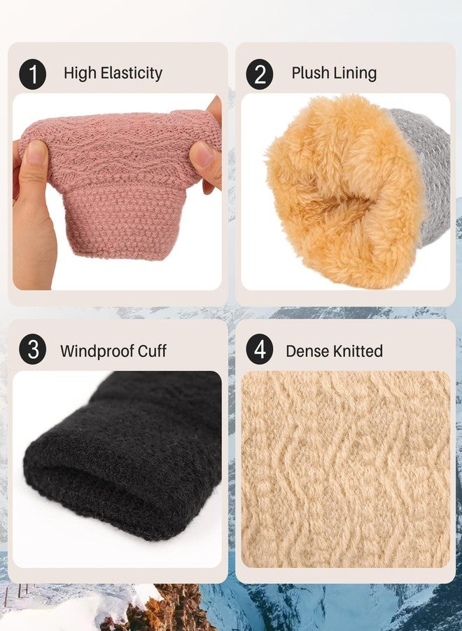 yafeite Winter Gloves for Women, 2 Pairs Warm Wool Touchscreen Gloves for Women Cold Weather, Windproof Thermal Knit Mittens Fleece Lined Gloves - Image 2