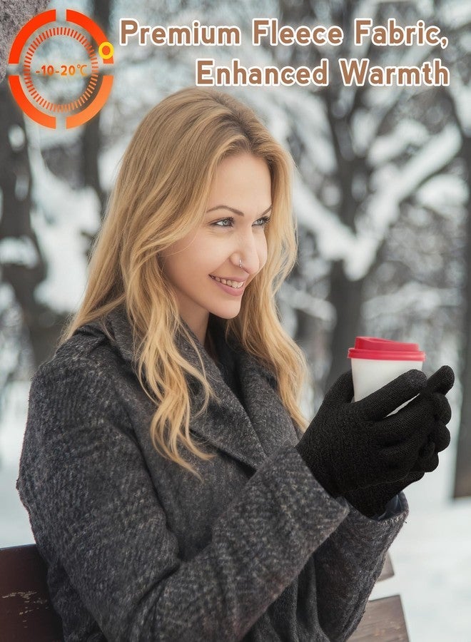 yafeite Winter Gloves for Women, 2 Pairs Warm Wool Touchscreen Gloves for Women Cold Weather, Windproof Thermal Knit Mittens Fleece Lined Gloves - Image 5