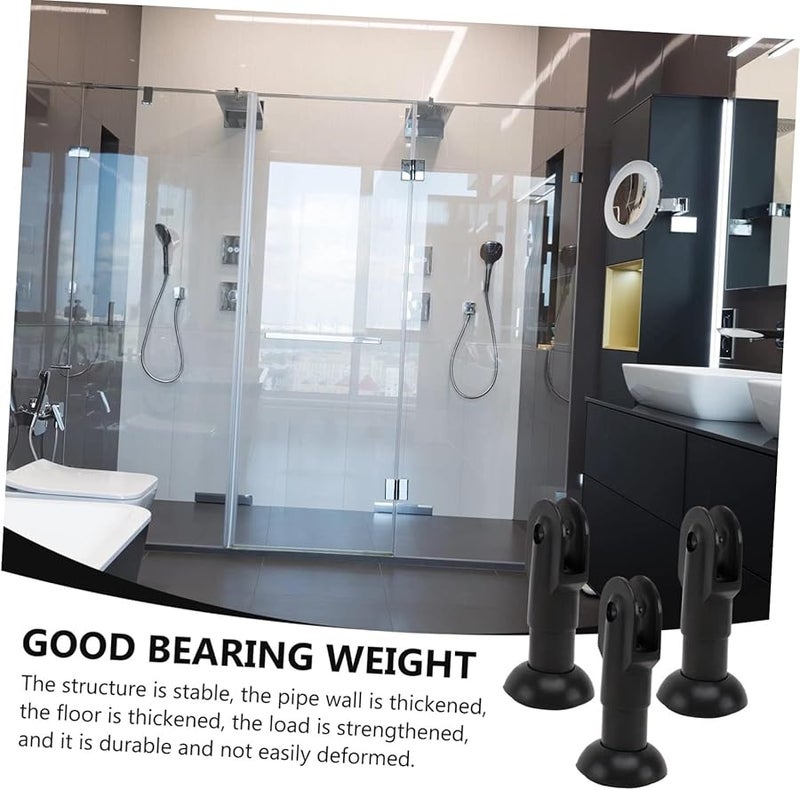 3 قطع أقدام دعم سوداء لتقسيمات المرحاض مقاومة للخدش أرجل حامل الحمام - Image 5