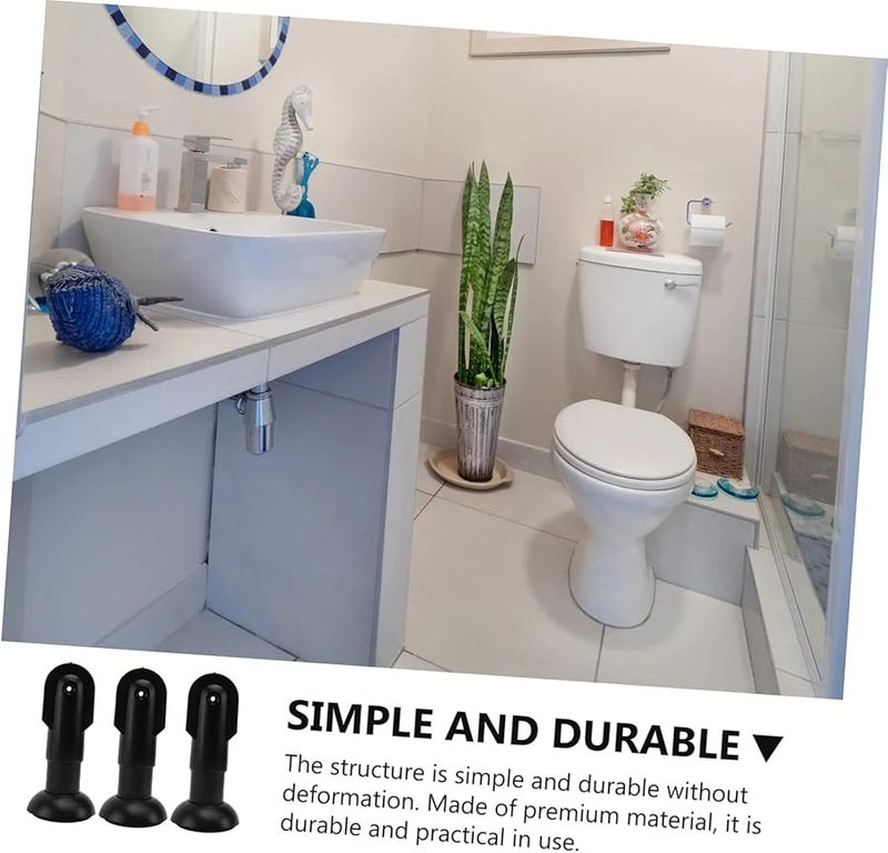 3 قطع أقدام دعم سوداء لتقسيمات المرحاض مقاومة للخدش أرجل حامل الحمام - Image 4