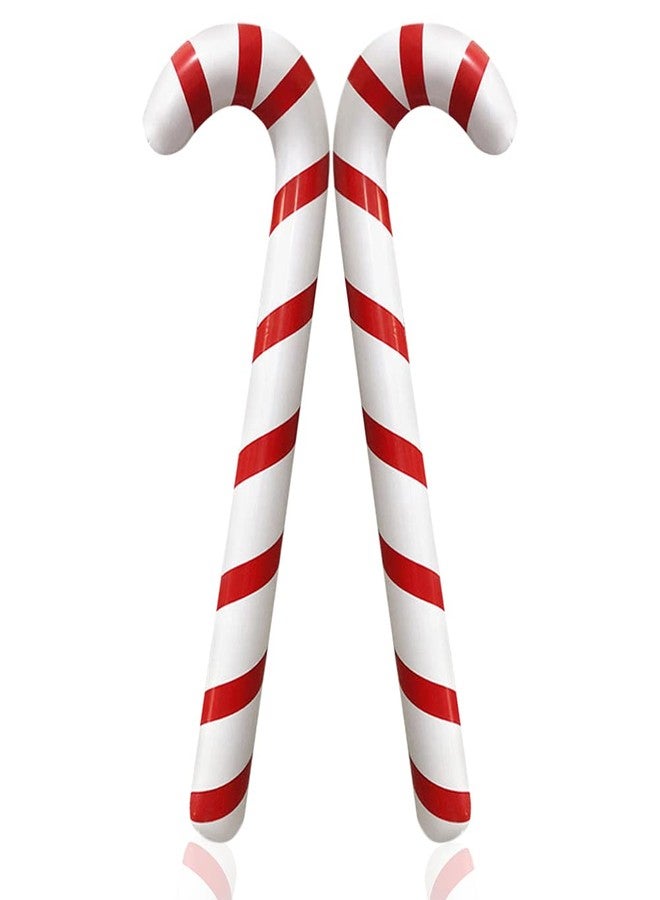 Utavu 2pcs Inflatable Candy Canes Balloons for Christmas Candy Cane Decorations - Large Pool Floats Outdoor Candy Canes Balloons for Candy Cane Christmas Decorations - Image 1
