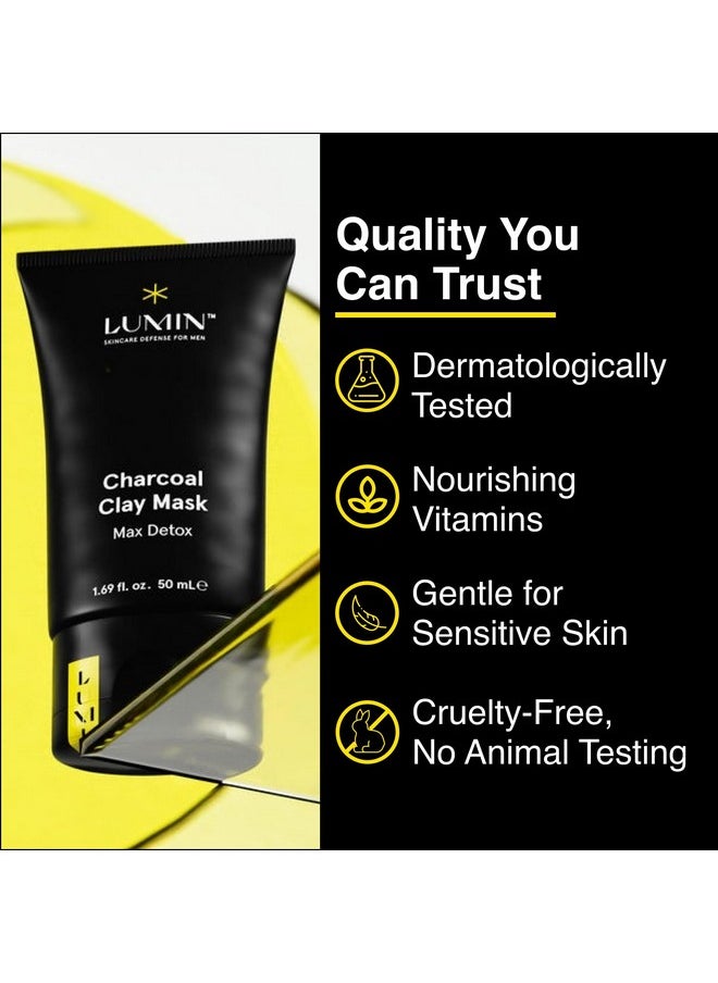 Charcoal Clay Mask Max Detox For Men Prevent Blackheads Shrink Pore Appearance Made With Kaolin And Bentonite Clay Gentler Than Pore Strips Suitable For All Skin Types 50Ml