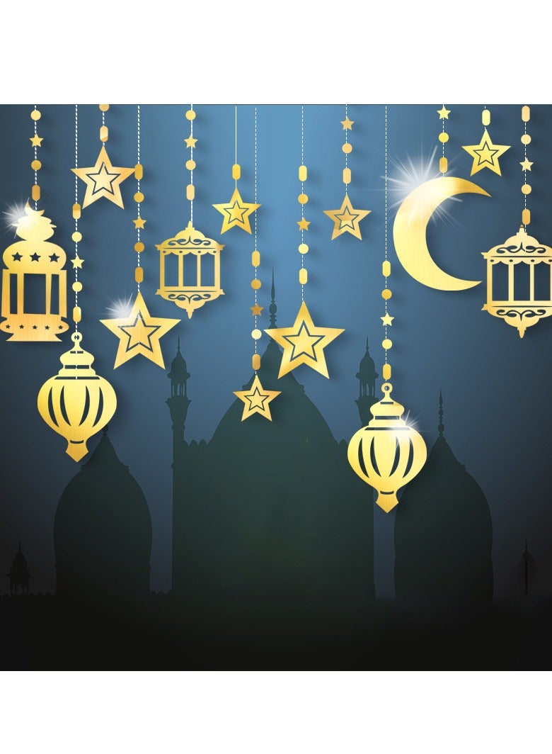 ohmoon 6pcs Ramadan Hanging Decorations Ramadan Ornaments Moon Star Shape Lantern Party Decor for Home Living Room Bedroom, Home Party Wedding Birthday Supply - Image 1