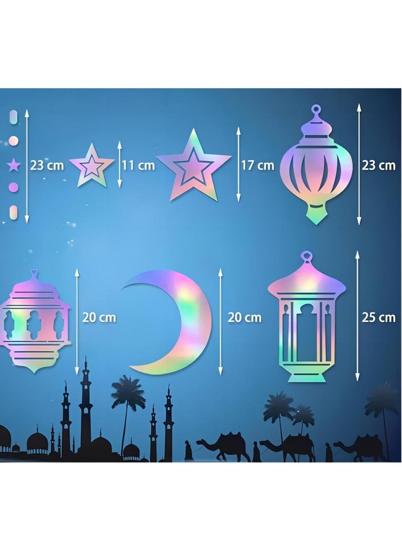ohmoon 6pcs Ramadan Hanging Decorations Ramadan Ornaments Moon Star Shape Lantern Party Decor for Home Living Room Bedroom, Home Party Wedding Birthday Supply - Image 2