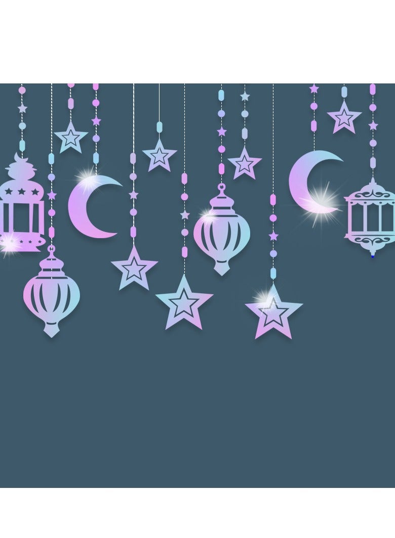 ohmoon 6pcs Ramadan Hanging Decorations Ramadan Ornaments Moon Star Shape Lantern Party Decor for Home Living Room Bedroom, Home Party Wedding Birthday Supply - Image 3
