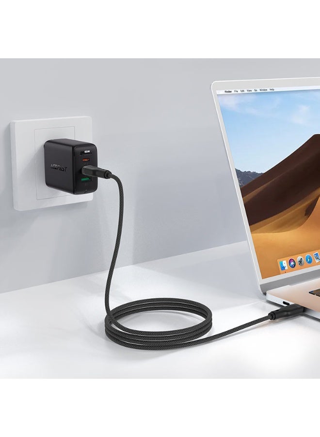 ACEFAST Charging Data Cable C8-03 USB-C to USB-C, 60W PD High-Speed Charging, 1.2m Durable Nylon Braided Cable - Black - Image 2