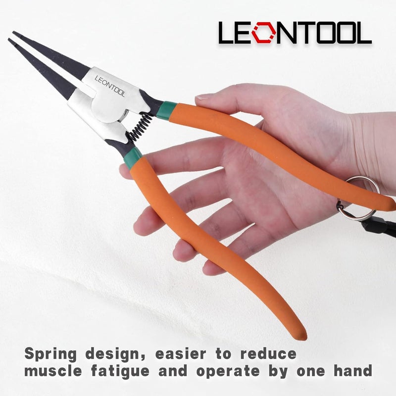 LEONTOOL 11-Inch Lock Ring Pliers Flat Snap Ring Pliers with Ring and Anti-loss Rope Special Circlip Pliers Reverse Pliers Retaining Ring Pliers Spreader Pliers for Transmission Transfer Cases - Image 5