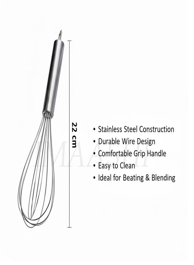 Imaashi Hand Mixer, Stainless Steel Whisk for Blending & Egg Beating – Multi-Purpose Kitchen Tool with Comfort Grip Handle, for Baking, Whisking, Stirring Food Grade & Dishwasher Safe (Small) - Image 2