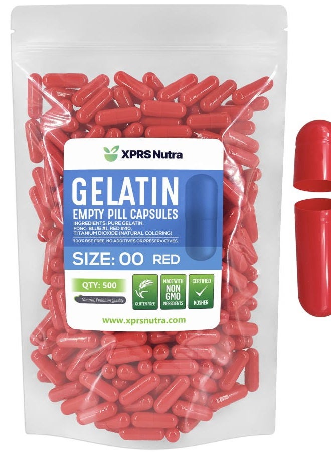 XPRS Nutra كبسولات فارغة حجم 00 - 500 عدداً كبسولات جيلاتين فارغة - كبسولات حبوب فارغة - تعبئة كبسولات DIY - كبسولات حبوب قابلة للتعبئة كبسولات جيلاتين فارغة - Image 1