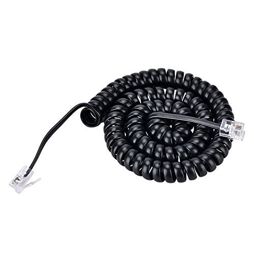PASOW Telephone Handset Coil Cord Phone Receiver RJ9 Coiled Cable, 1.8 to 15 Feet Uncoiled (Black) - Image 1