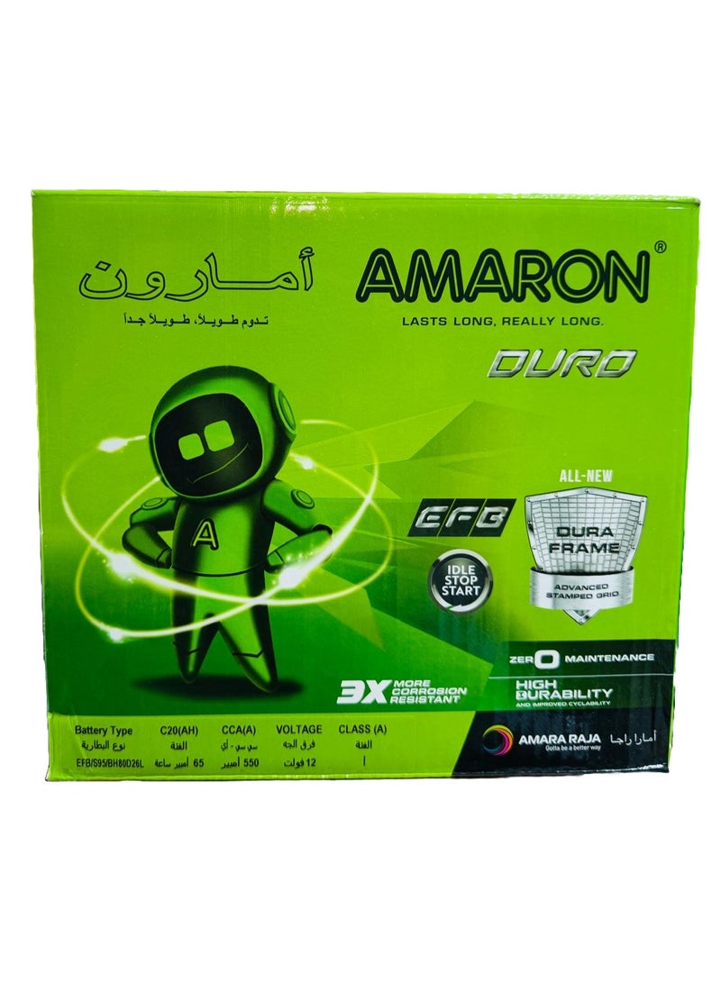 Amaron Duro EFB Car Battery S95/ 80D26L with IDLE START STOP Technology ( Prado / Pajero ) - Image 1