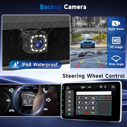 VECHTEL 10.1'' Single Din Car Stereo with Wireless Carplay Android Auto, Touchscreen Car Radio with Handsfree Bluetooth 5.2 Mirror Link FM EQ SWC, Type-C, USB, Backup Camera - Image 5