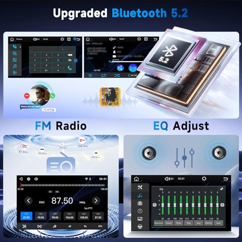 VECHTEL 10.1'' Single Din Car Stereo with Wireless Carplay Android Auto, Touchscreen Car Radio with Handsfree Bluetooth 5.2 Mirror Link FM EQ SWC, Type-C, USB, Backup Camera - Image 3