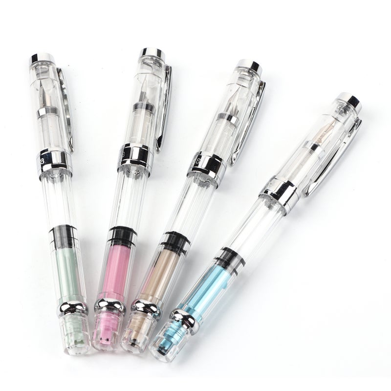 4Pcs 0.5mm F Point Transparent Fountain Pen Stationery Supplies for Office Home Daily Writing - Image 1