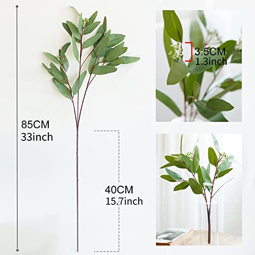 ANNIE&PANDA 3 Pack Faux Artificial Eucalyptus Stems with Faux Seeds 31'' Tall Fake Plants Leaves Olive Tree Branches Faux Greenery Stems for Bridal Wedding Bouquet Vase Table Centerpiece Decor - Image 2
