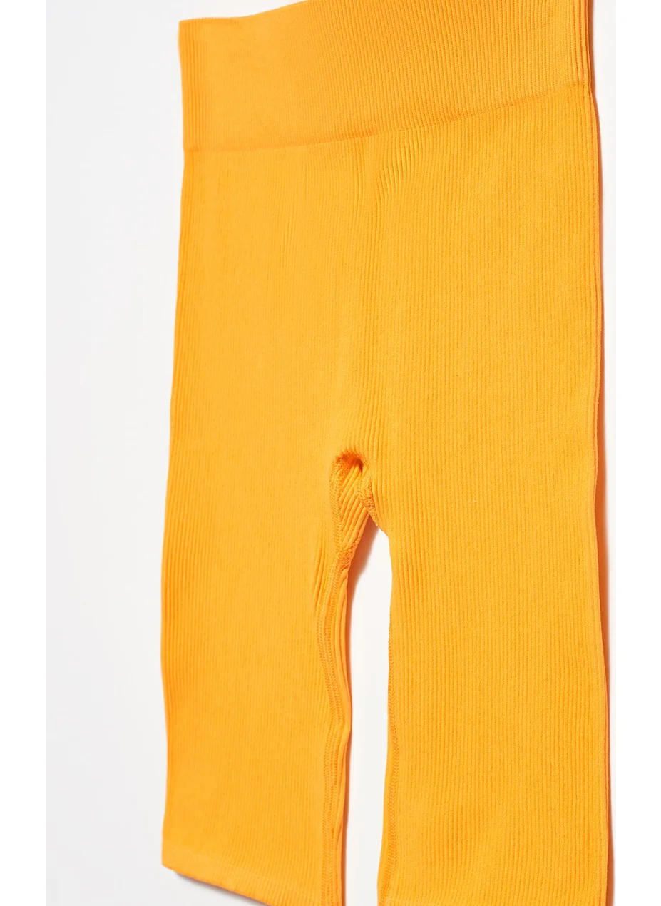 Dilvin 7929 High Waist Biker Shorts-Orange